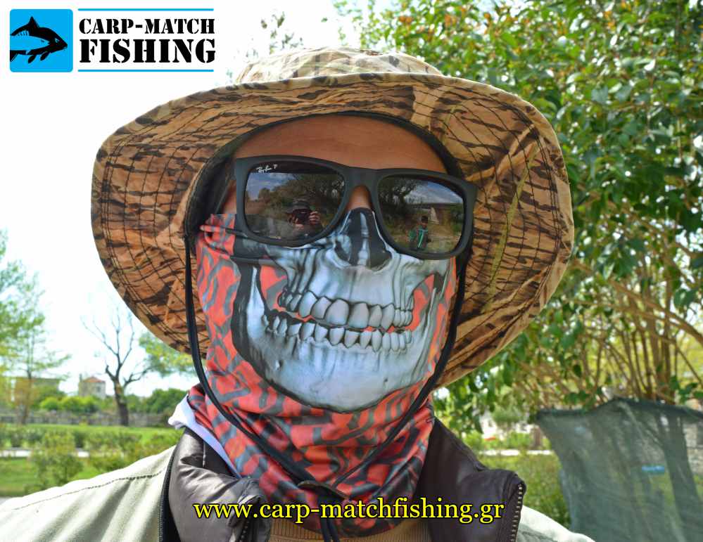 fire red skull bandana tube uv protection alpine thermal carpmatchfishing